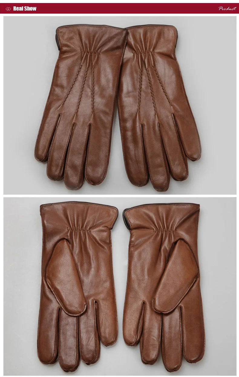 Новинка, мужские перчатки из натуральной кожи, мужские весенне-осенние тонкие плюшевые мужские перчатки из овечьей кожи для вождения, EM009WQF-1