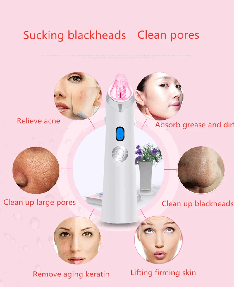 Aspirador de pó Elétrica Facial Poros Sucção Cravo Remover Rosto Pele Acne Espinha Removedor Ferramenta Cuidados Beleza Usb Recarregável 13 cravo remover rosto pele acne espinha removedor
