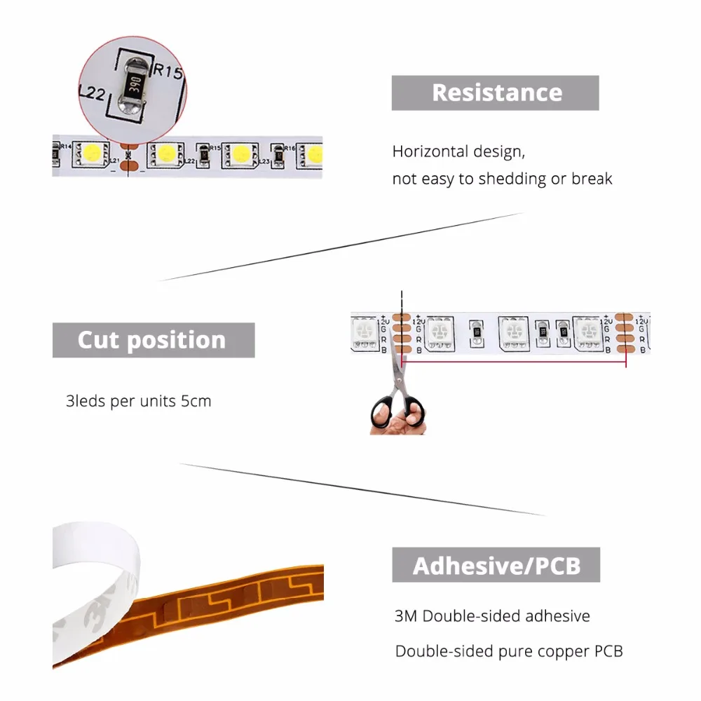 СВЕТОДИОДНАЯ лента SMD 5050 DC12V Светодиодная лента гибкий светильник IP65 не водонепроницаемый или водонепроницаемый 60 светодиодный/м 5 м RGB Светодиодная лента s 5050