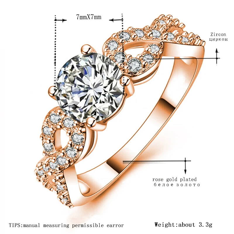 Tocean розовое золото цвет модные цветы обручальные кольца для женщин Овальной Огранки AAA циркон обручение Bijoux Bague Размер 5-12 W101