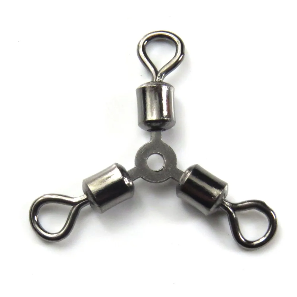 INFOF 100 pieces/lot 3 Way Fishing swivels O shape three way rolling