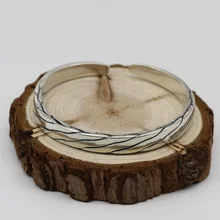 Классические простые S925 стерлингового серебра Ретро тайское серебро Для мужчин и Для женщин в этническом стиле Стиль твист открытые Модные украшения браслет