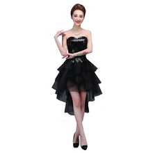 MDBRIDAL Schwarz Pailletten Cocktailkleid Strapless High Low Frauen Kurze Cocktail-kleid