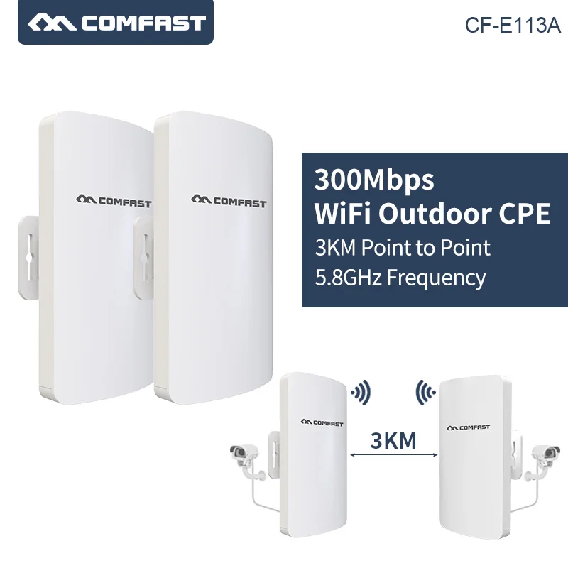 

2pcs/set 3Km Long Range Wireless Outdoor CPE WIFI Router 5.8Ghz 300Mbps WIFI Repeater Extender Outdoor wifi Bridge Client Router