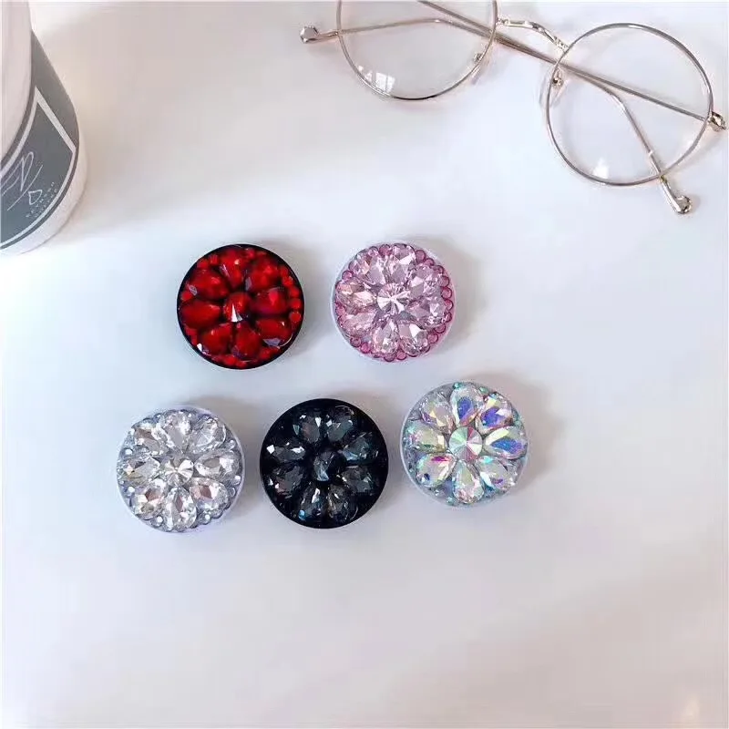 Glitter Diamond Phone Holder For iPhone/Samsung/Huawei Universal Expanding Finger Ring Grip Stand Support For Women Accessories