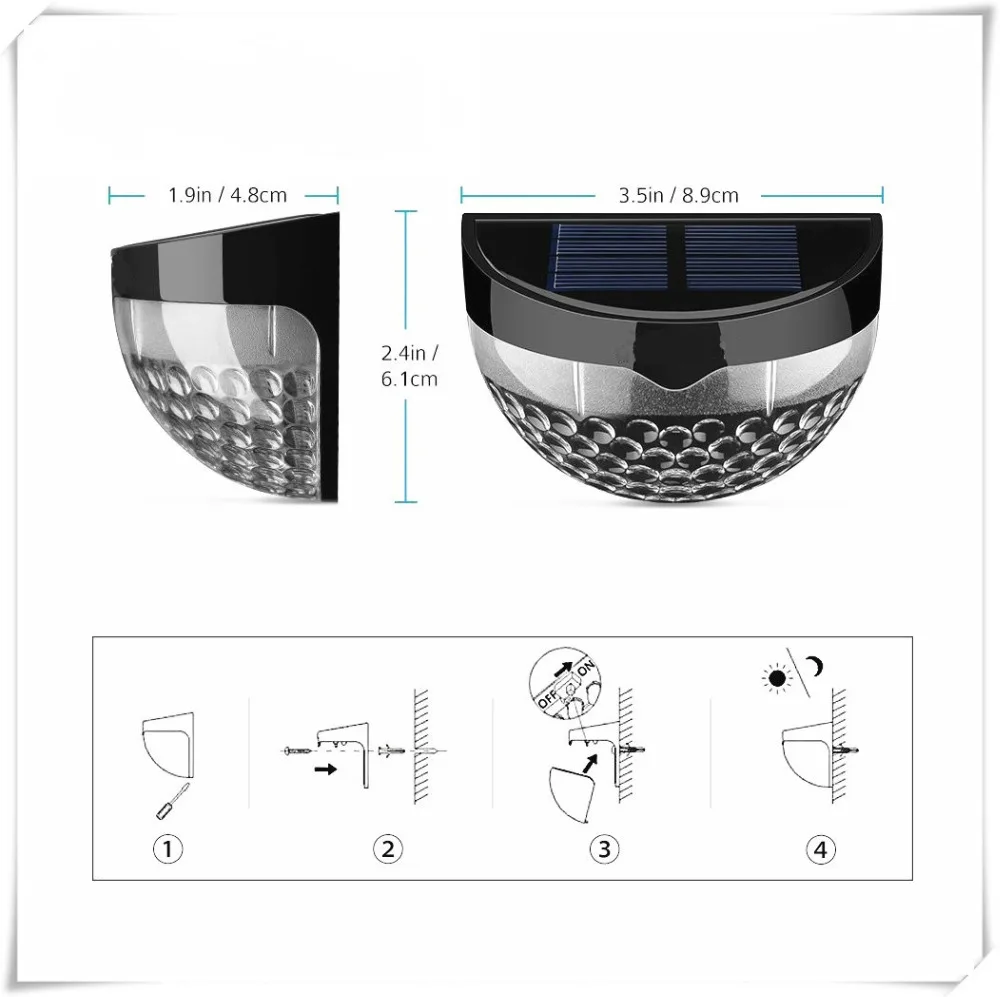 1 шт. водонепроницаемый наружный датчик освещения на солнечных батареях 6 светодиодный светильник забор на крыше желоба садовые настенные украшения лампы