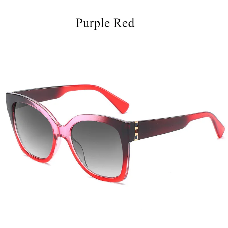 Imwete, Ретро стиль, кошачий глаз, солнцезащитные очки для женщин и мужчин, градиентный дизайн, квадратные солнцезащитные очки, женские трендовые большие оправы, очки унисекс, солнцезащитные очки - Цвет линз: Purple Red