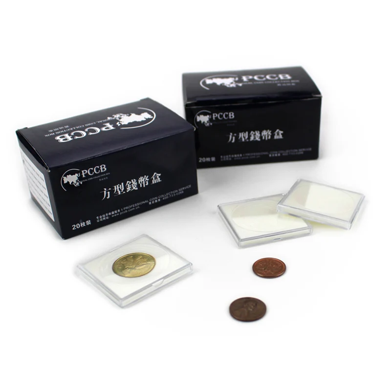 

PCCB SMALL-SIZES SQUARE COIN CAPSULE, plastic coin holder, case Sponge pad ring, 16-41mm, 1pcs/lot