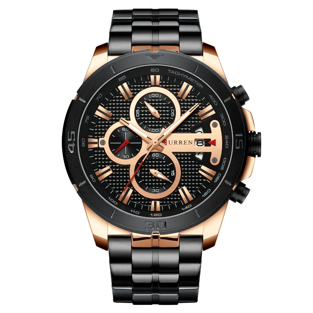 CURREN для мужчин s спортивные часы Топ Элитный бренд водостойкие наручные часы хронограф полный сталь кварцевые для мужчин часы Relogio Masculino
