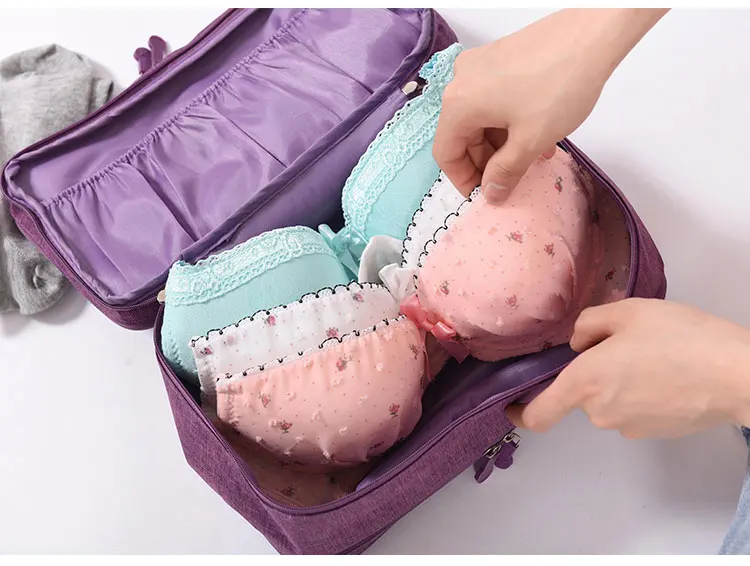 Portable Underwear Socks Bras Briefs Organizer 3 Compartments Travel Necessary Women Makeup Case Waterproof Travel Accessories