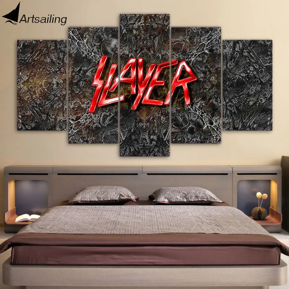 

HD printed 5 piece canvas art SLAYER letter Paintings living room decor posters and prints panel framed free shipping ny-6526