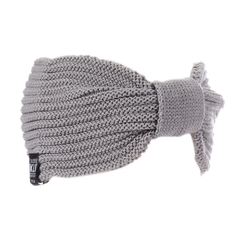 Winter Women Ponytail Baggy Beanie Hat Ladies Wool Knitted Warm Cap Casual Female Stretch Cable Messy Bun Stripe Hats CP0315  (3)