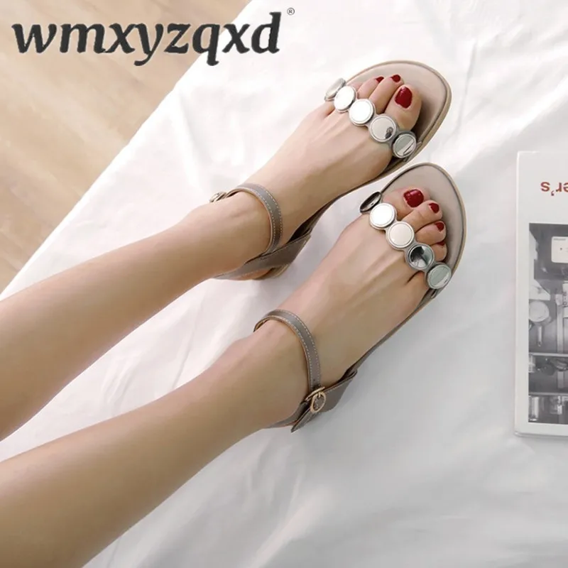 

Sandale Femme 2019 Summer Flat Sandalias Gladiator Sandals Women Open Toe Solid Color Simple Design Slip Ladies Shoes WMXYZQXD