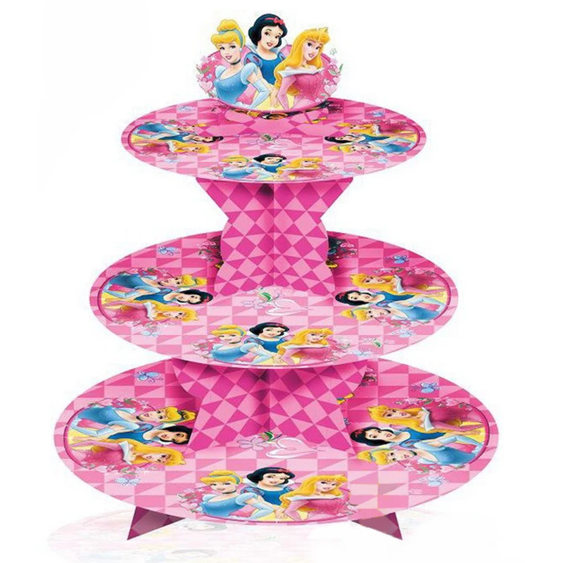 Снежно-белый наряд в стиле «принцесс», 3 Уровня подставка для кекса держатель дети День рождения наборы; детский душ украшения для вечеринок