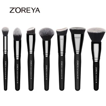 Zoreya Brand 7pieces/lots black makeup brushes set for women Cosmetic tool Nylon hair brushes wood handle Professional brushes