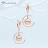S & Z creux sphérique 585 or Rose Dangle boucles d'oreilles japonais sud-coréen nouvelle mode Eardrop pour les femmes de mariage bijoux fins ► Photo 2/6