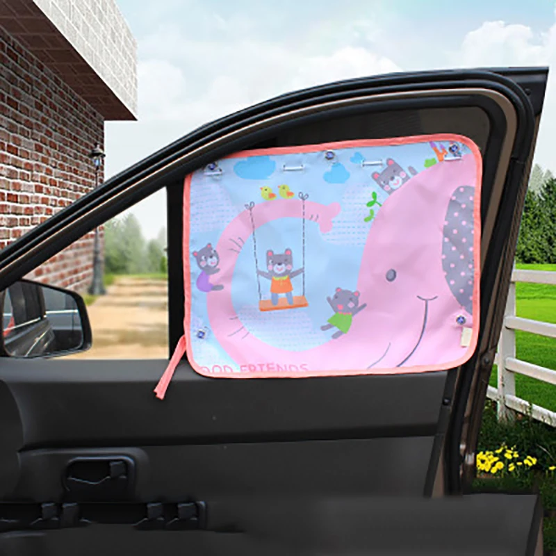 Baby Car Cartoon Window Sunshade Curtain Universal Car Side Window Sunshade Curtain Adjustable Magnetic Summer Shade UV Foils