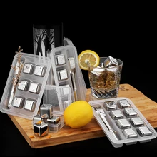 Stainless Steel Vodka Whiskey Stone Drink Wine Whisky Beer Cooler Ice Cubes Bucket Bar KTV Party Gift Tool Stones for Whiskey whiskey whisky