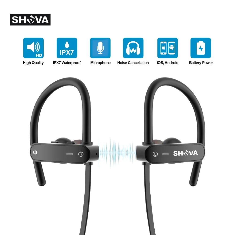 SHAVA bluetooth headphones IPX7 waterproof wireless headset sports bass