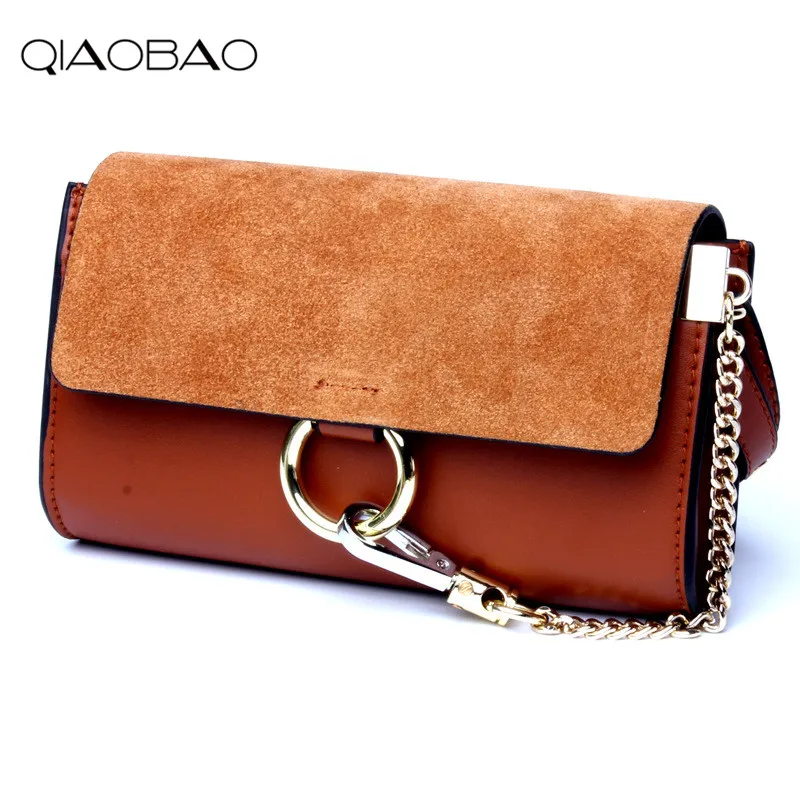 QIAOBAO 100 Genuine Leather Chain font b Bag b font Small Package font b Famous b