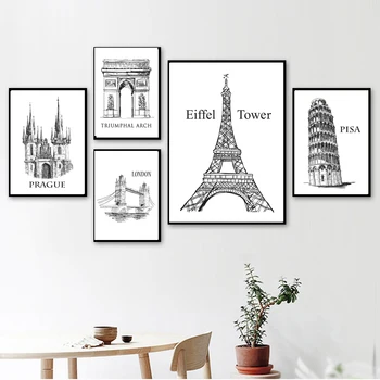

Paris Tower Pisa London Bridge Prague Wall Art Canvas Painting Nordic Posters And Prints Wall Pictures For Living Room Decor