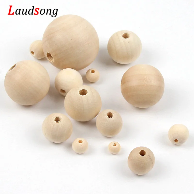Wooden Round Spacer Bead 30/50pcs Natural Wood Beads for Jewelry Making 9-18mm