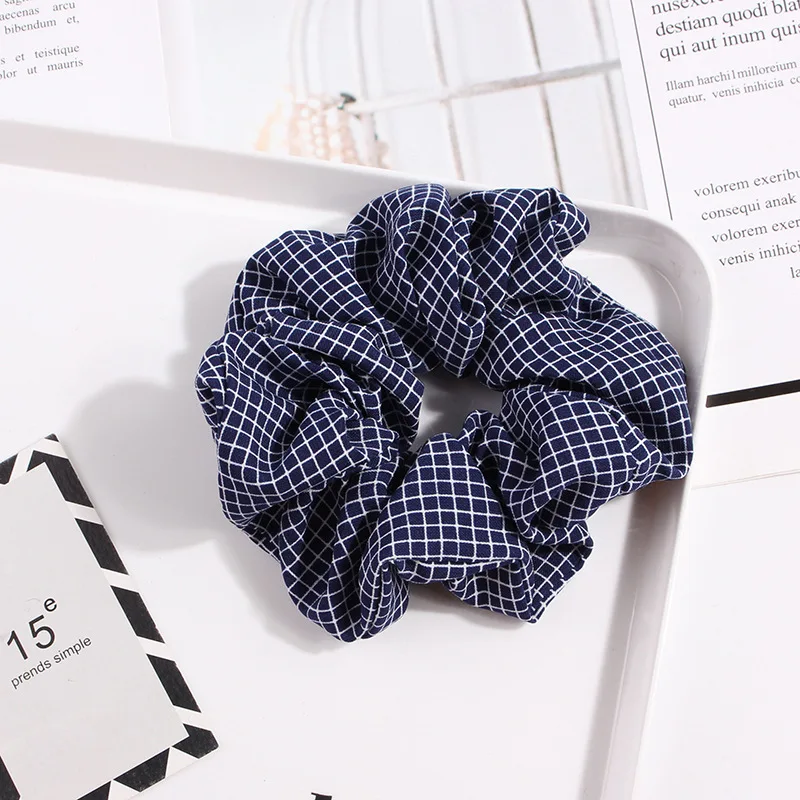 Cute Classic Scrunchie Stretch Headband Dot Plaid Scrunchies Women Elastic Hair Band Girls Hair Ties Striped Hair Accessories hair clips for fine hair