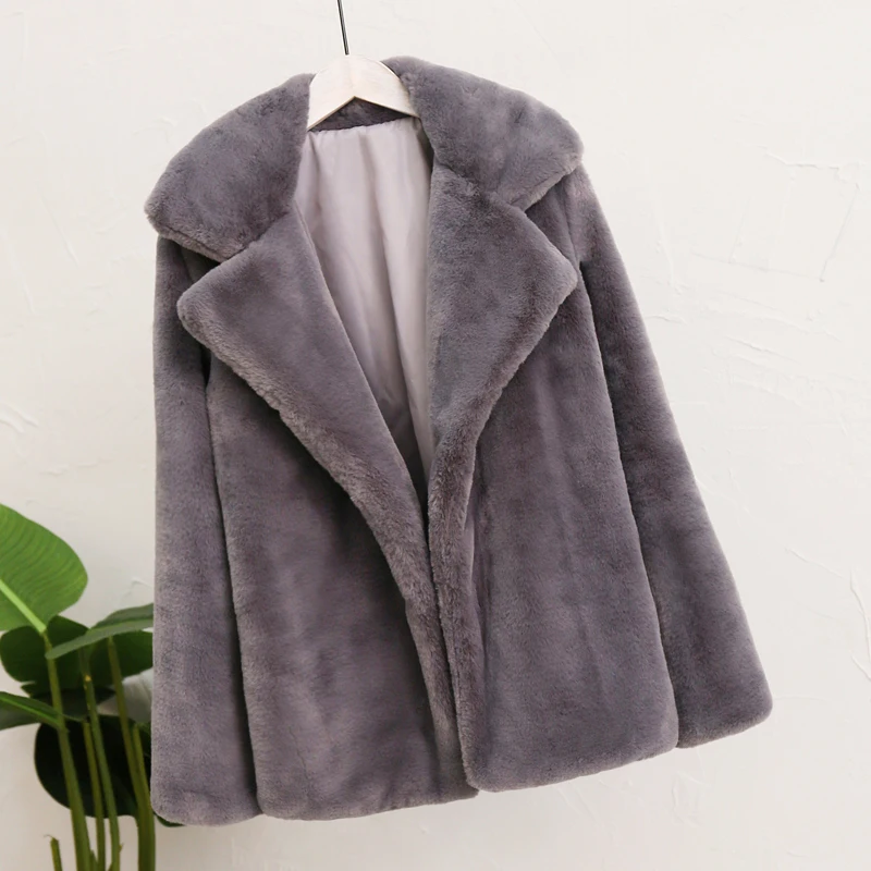 Лучший вид в зимнее женское пальто из искусственного меха Ins популярная куртка из искусственного меха Женская Толстая теплая мягкая верхняя одежда из меха кролика рекс