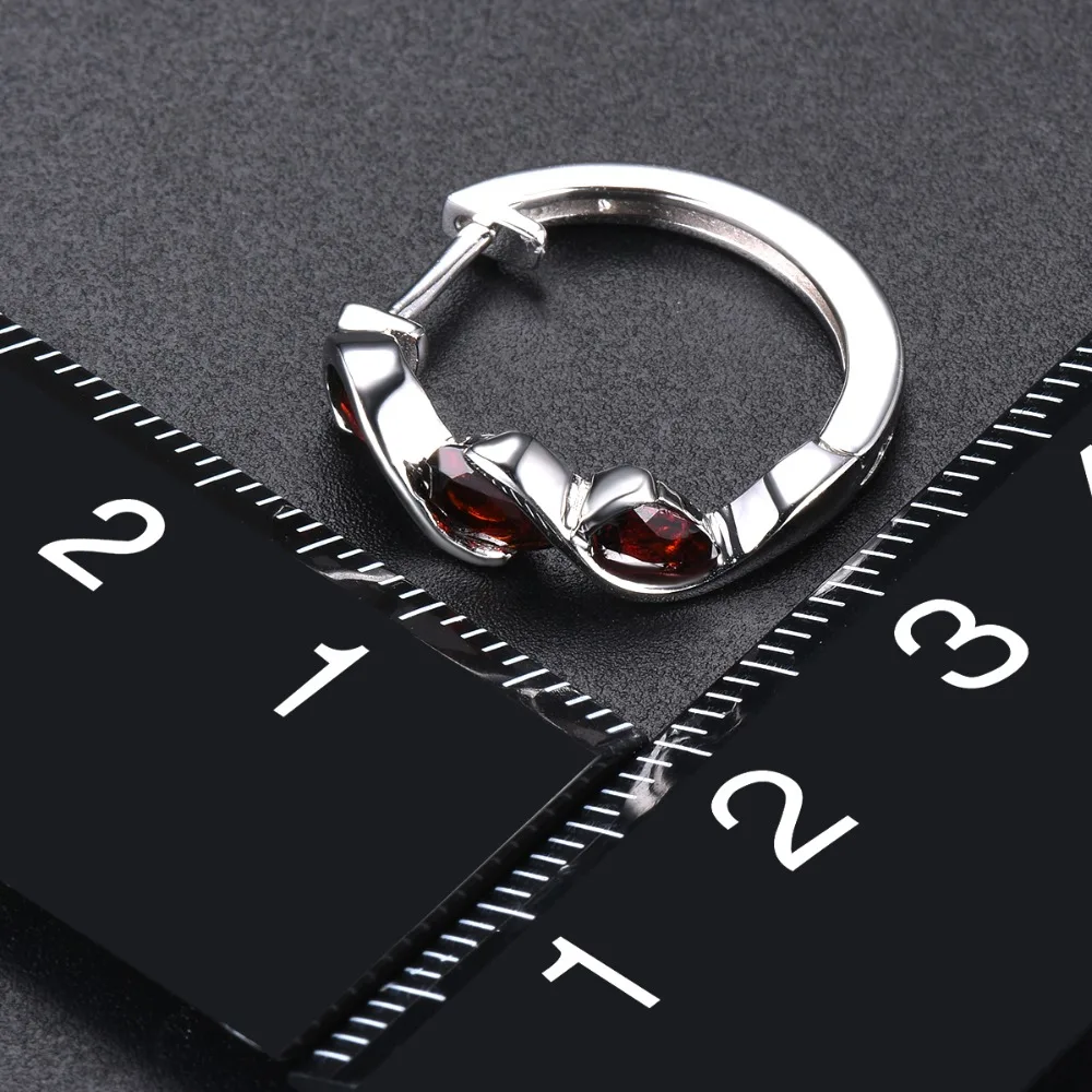 Hutang 2.28ct натуральный гранат Серьги-кольца 925 пробы серебряные ювелирные изделия с драгоценным камнем бесконечный элегантный дизайн для женщин подарок новинка