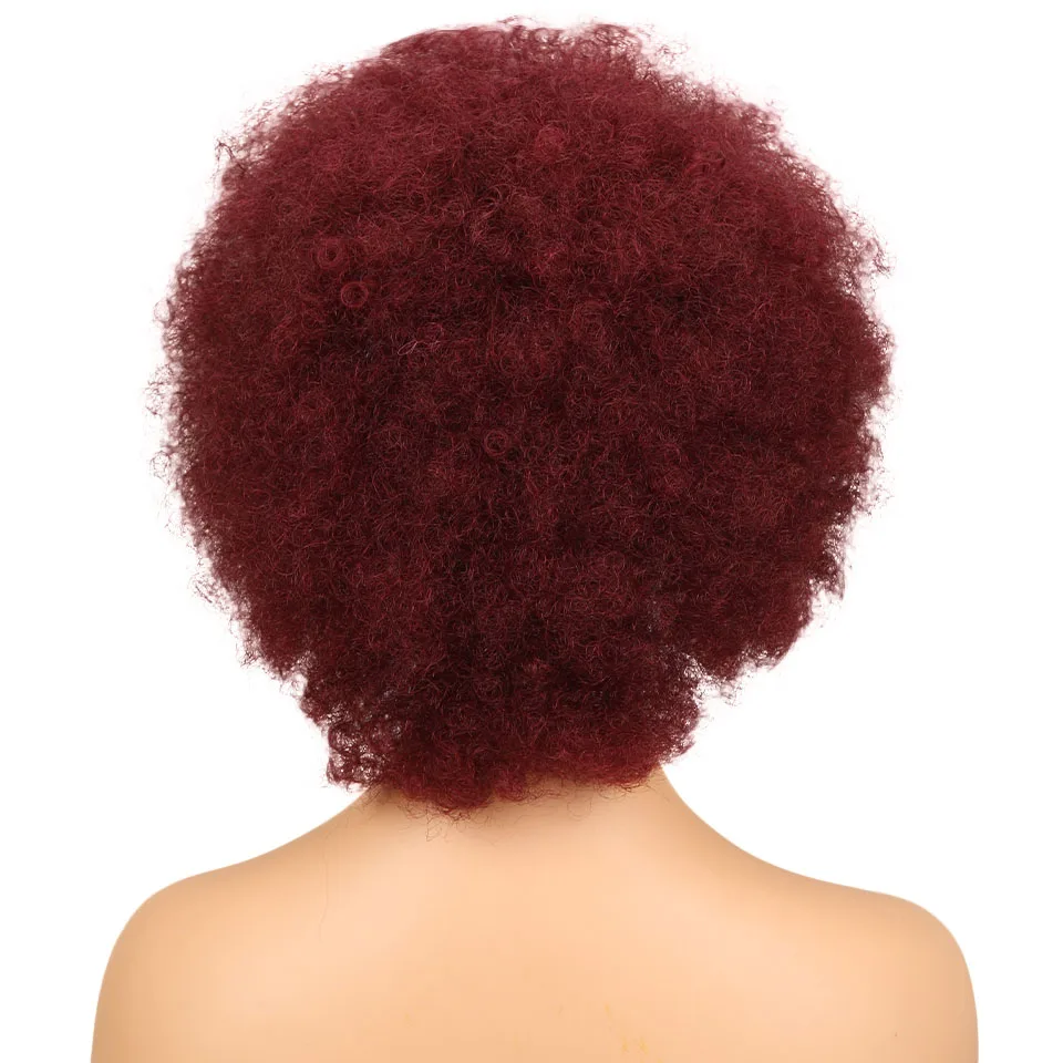Дебютные короткие настоящие человеческие волосы парики афро кудрявые парик Remy бразильские волосы парики для мам волосы дешевые парики - Цвет волос: # 99J