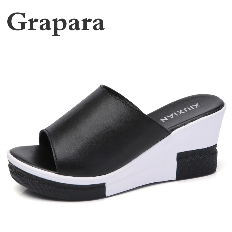 waterproof platform thick heel casual slippers
