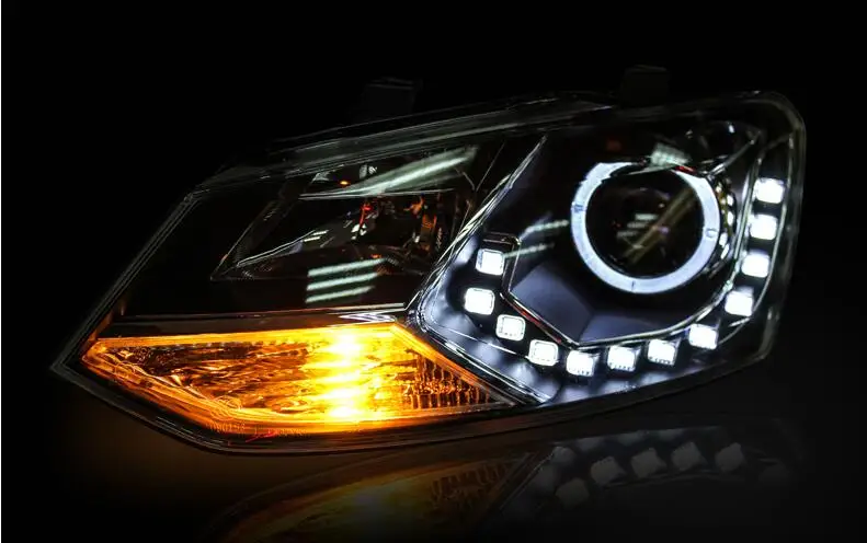 Hireno фары для 2011-2013 Volkswagen Мужские поло передних фар сборки светодиодный DRL ангел объектив двойной луч ксеноновые 2 шт