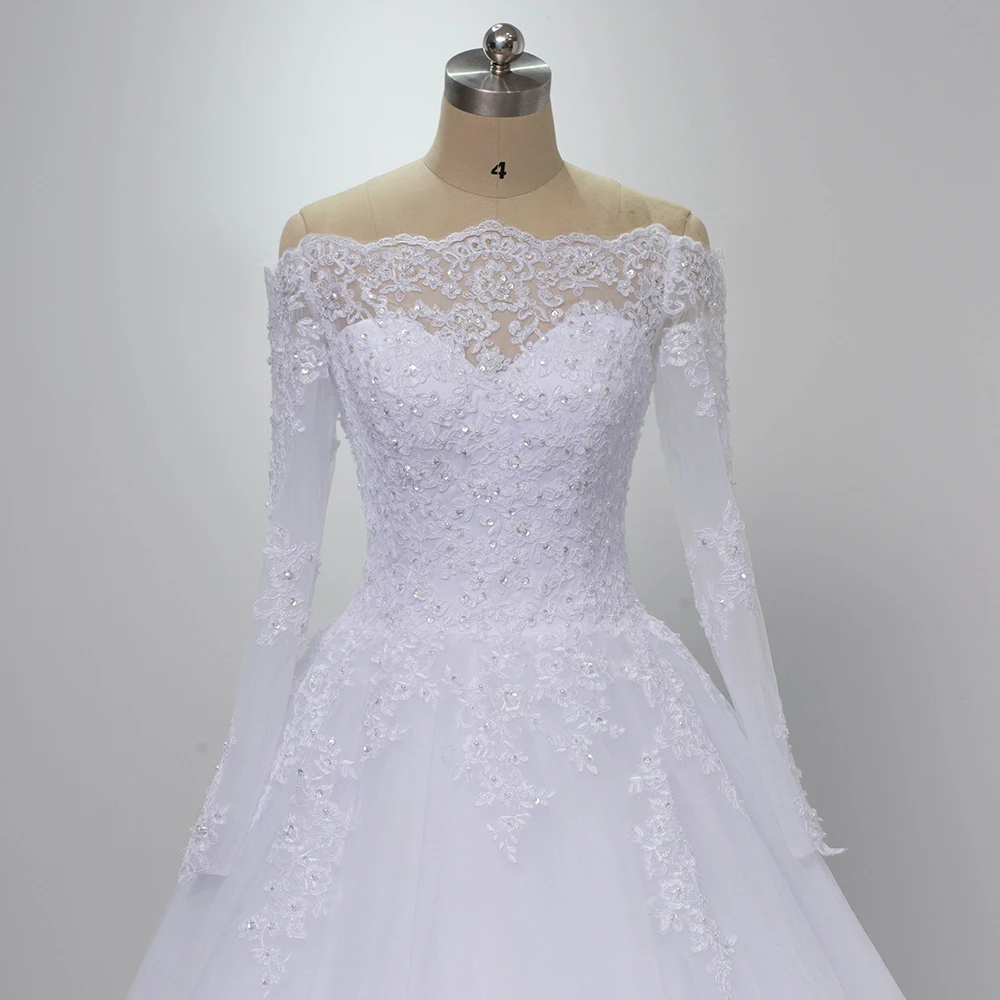 Wuzhiyi vestidos de novia, длинный рукав, качественное платье, бальное платье,, casamento, кружевное свадебное платье, плюс размер, trouwjurk