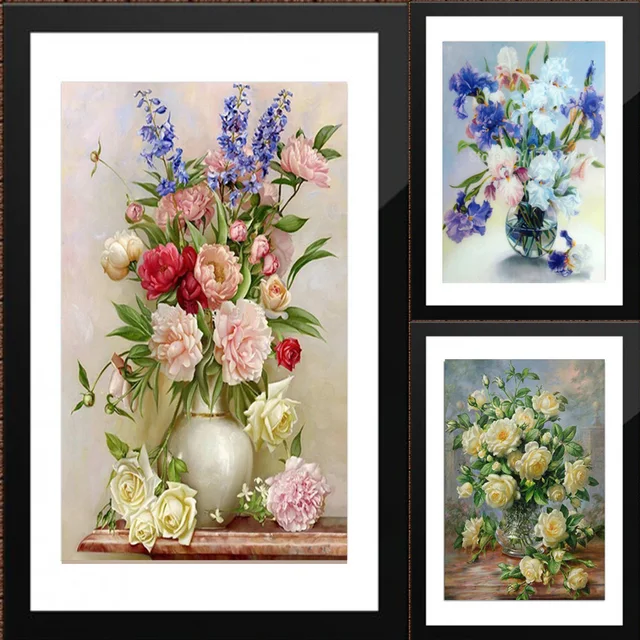 Disporre i fiori 5D DIY diamante Pittura di fiori Punto Croce diamante ricamo mo Disporre i fiori 5D DIY diamante Pittura di fiori Punto Croce diamante ricamo mo