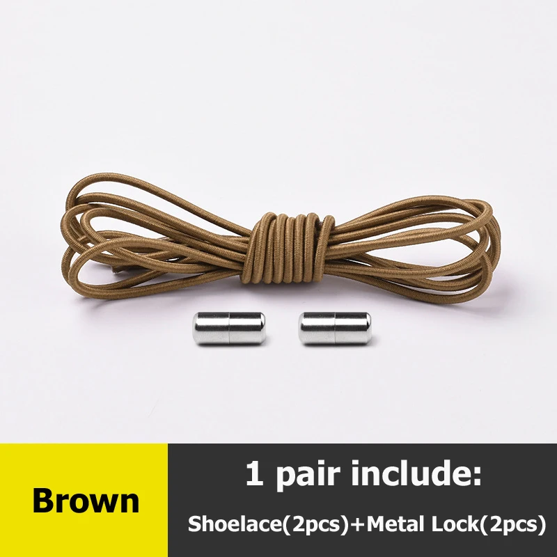Шнурки без завязок металлические шнурки с эластичным шнурком для обуви система шнурков для кроссовок кроссовки для детей и взрослых - Цвет: Brown