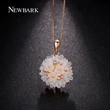 NEWBARK Lovely Flower Cluster Pendant Women Necklace Pink Rose Gold Plated Acrylic Plastic And Crystal Jewelry Gifts For Girls
