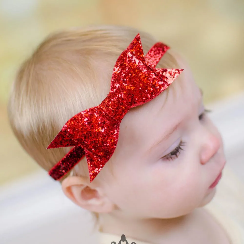 

Popluar Fashion hair accessories for women Sweet kids Girls Hairband Bow Elastic Sequins Band Headband Flower Hair Accessories