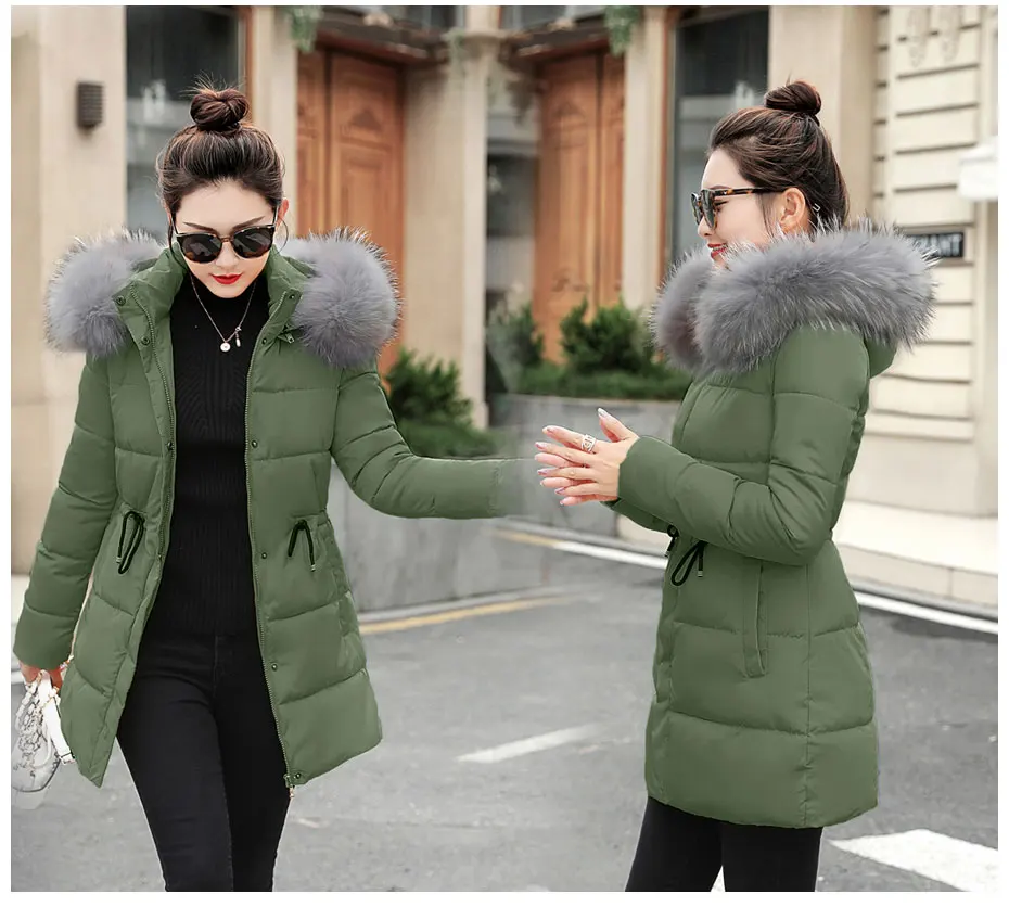 Fake fur collar Parka down cotton jacket Winter Jacket Women thick Snow Wear Coat Lady Clothing Female Jackets Parkas