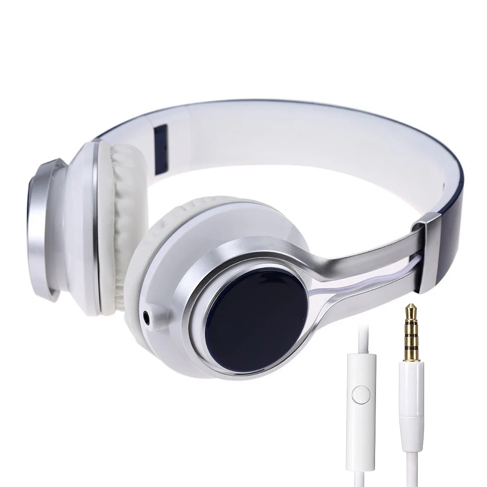 Складные наушники 3,5 мм стерео объемная головная повязка гарнитура наушники с микрофоном аудио для samsung htc для игр и музыки - Цвет: Deep Blue