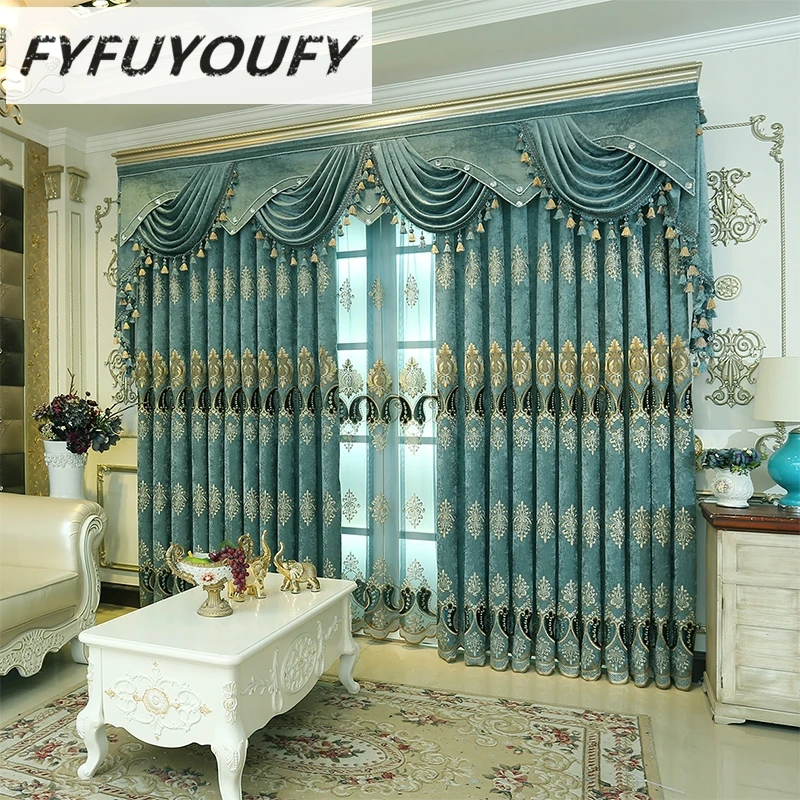 FYFUYOUFY, европейский стиль, занавески для гостиной, спальни, окна, ткань, роскошная вышивка, тюль, занавески, Затемненные занавески