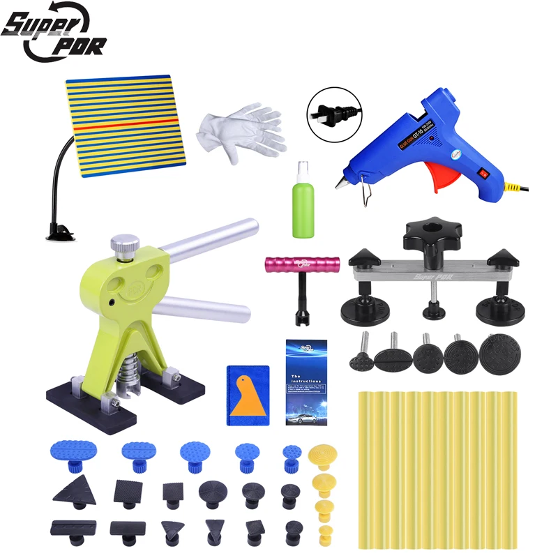 

Super PDR Tools Kit Auto Dent Pullers Suction Cup Paintless Dent Removal Tool Set Dent Pulling Bridge Glue Tabs For Hot Glue Gun