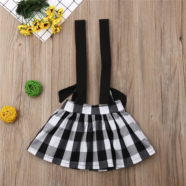 Toddler Newborn Baby Girls Plaid Suspender Skirt Casual Strap Skirt