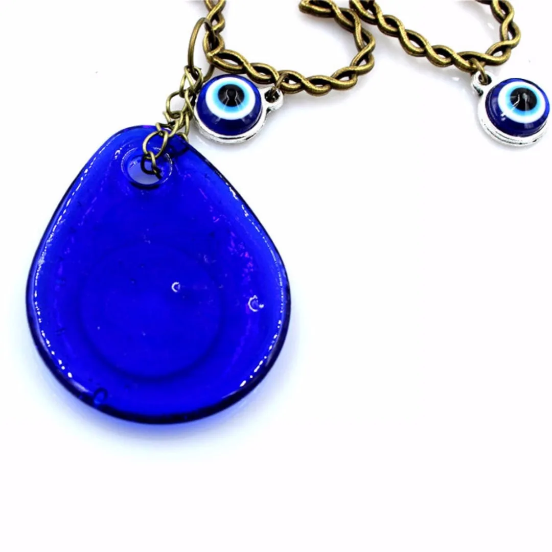 Fatima Hamsa Hand Amulet Turkish Evil Blue Eye Metal Ornament Protector  Glass Eye Charm Pendant Home Kabbalah Jewish Decor