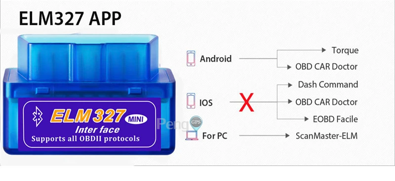 Bluetooth интерфейс OBD 2 Elm-327 OBDII автоматический диагностический инструмент сканер ELM 327 работает на Android Torque/PC v 2,1 BT адаптер