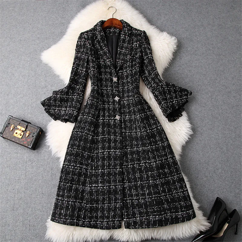 High End Designers Winter Tweed Woolen Jackets and Coats Women...
