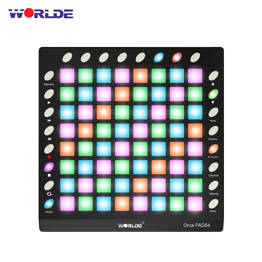 PAD64-A USB MIDI Drum Pad контроллер 64 RGB колодки с подсветкой 24 кнопки встроенный звуковой модуль 128 Мб с usb-кабелем