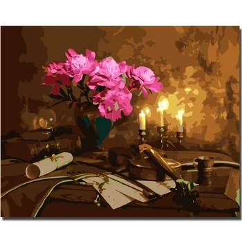 

RIHE Violin Pink Flowers-DIY Oil Painting By Numbers kit, Wall Art Pictures, Canvas Paint By Numbers For Living Room 40x50cm
