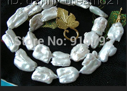 

(B0324) SUPERB RARE BIG 20MM WHITE natural cultured pearls necklace