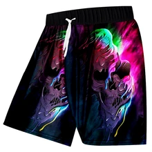 Готический 3d череп повседневные шорты с принтом Мужская Мода красочная краска с принтом «череп», Фитнес шорты боковой карман короткие брюки изготовленный на заказ
