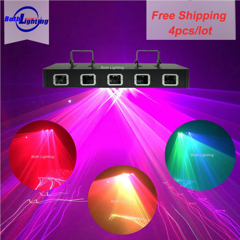  5 Lens RGB Full Color Scanning Beam Laser Christmas Laser Projector DMX Sound AUTO Projector DJ Par